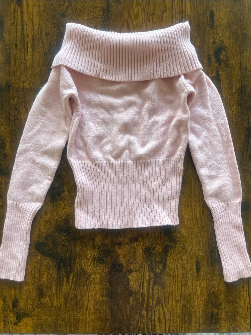 Streetwear Society Light Pink Off-the-Shoulder Ribbed Sweater